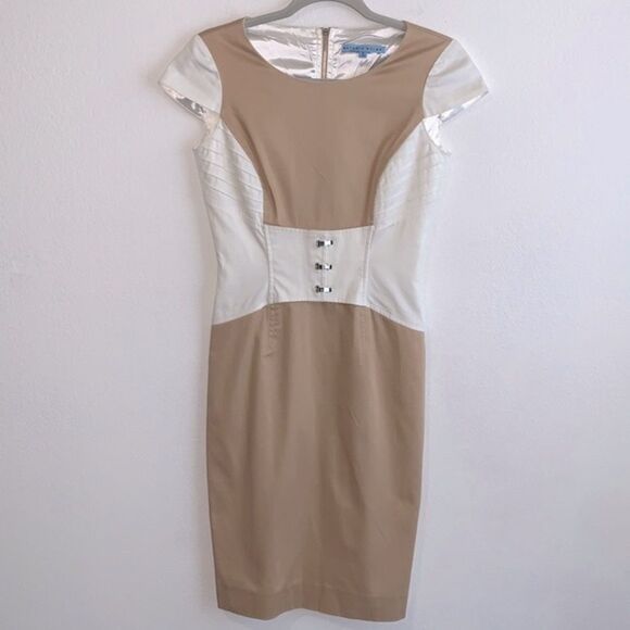 Antonio Melani Colorblock Cap Sleeve Corset Detailing Sheath Dress Sz 0 - Picture 1 of 9